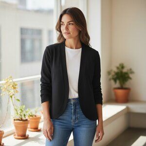 Peach Ponte Power Blazer Women’s Black Work Jacket S